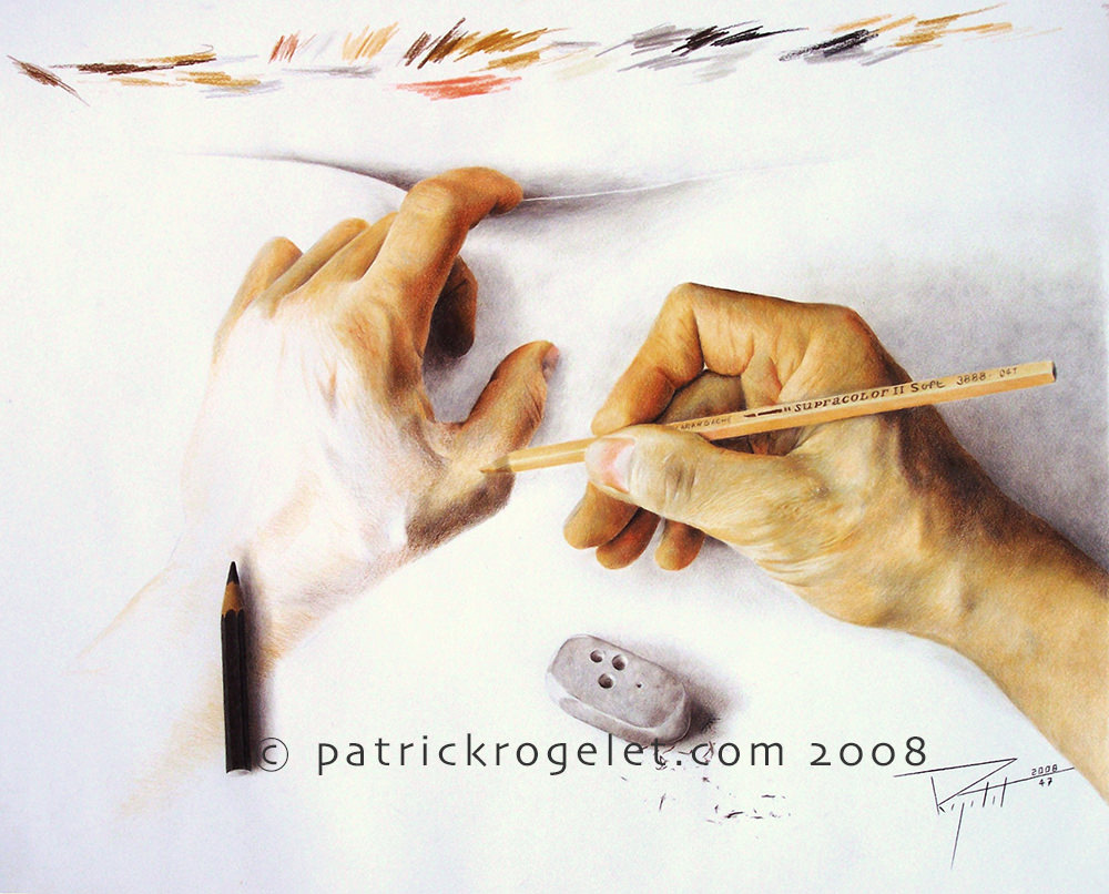 crayons de couleur patrick rogelet autoportrait