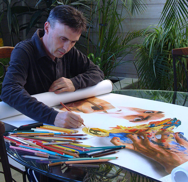 patrick ogelet crayons de couleur rouleau de papier